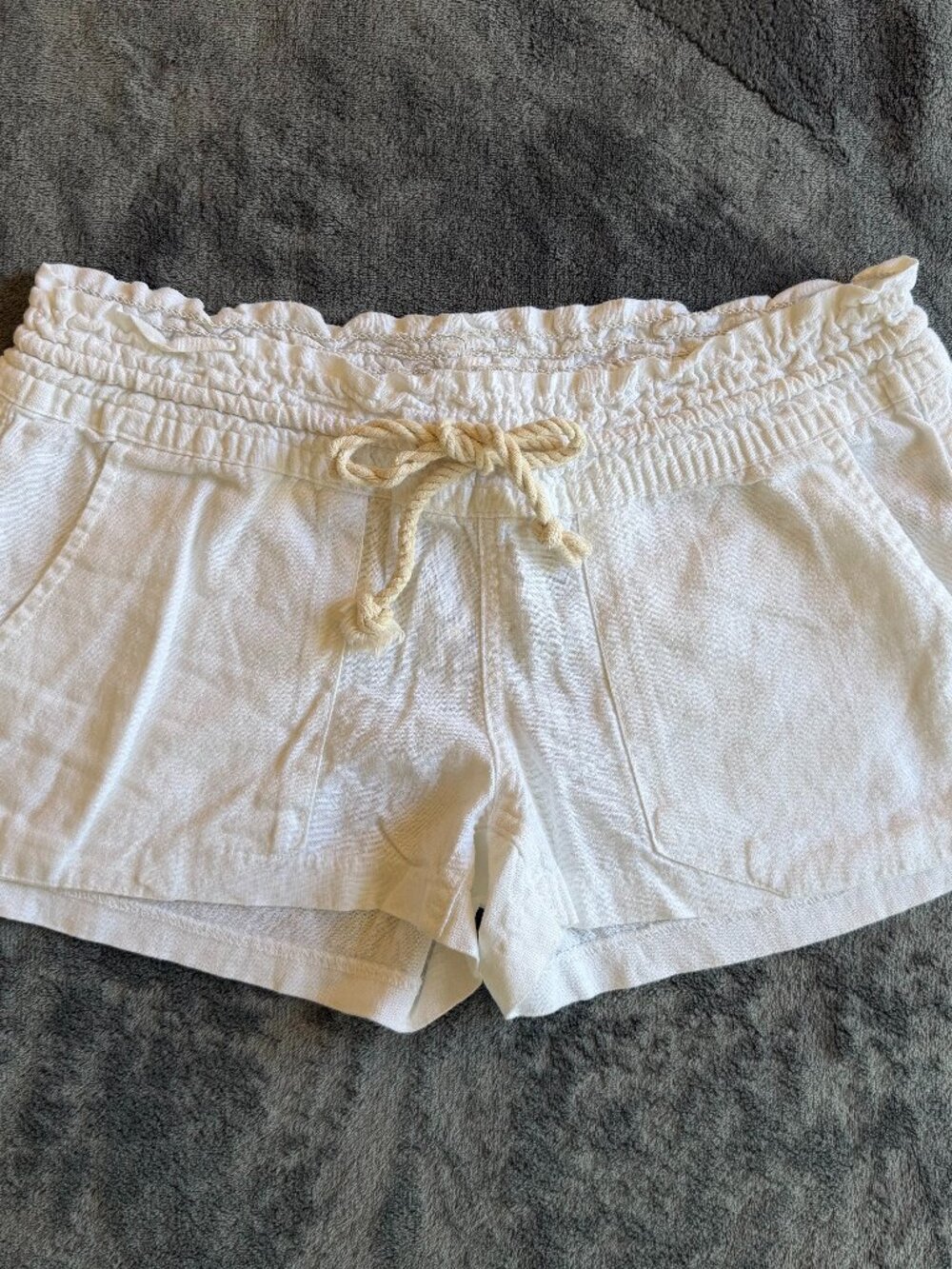 Roxy White Linen Blend Shorts XS